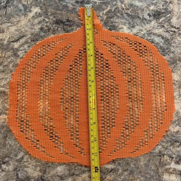 Pumpkin and Red Scalloped Fabric Doilies Set of 4 - Picture 3 of 5